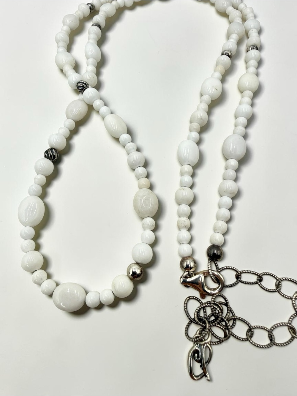 Carolyn Pollack Relios Sterling White Agate Necklace & Earrings Set CP 32”-36” - Picture 13 of 17